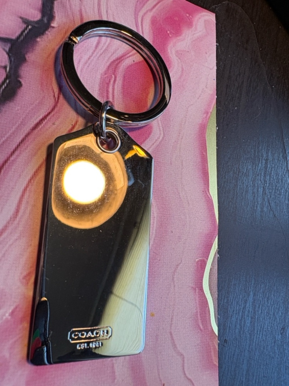 Coach Silver Crystal-Embellished Logo Keyring - Picture 2 of 4